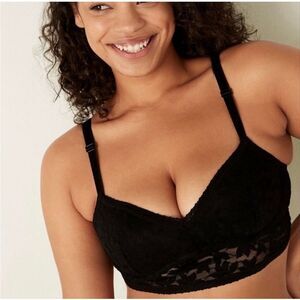 Pink Victoria’s Secret Lace Push Up Bralette Black NWT Size XXL